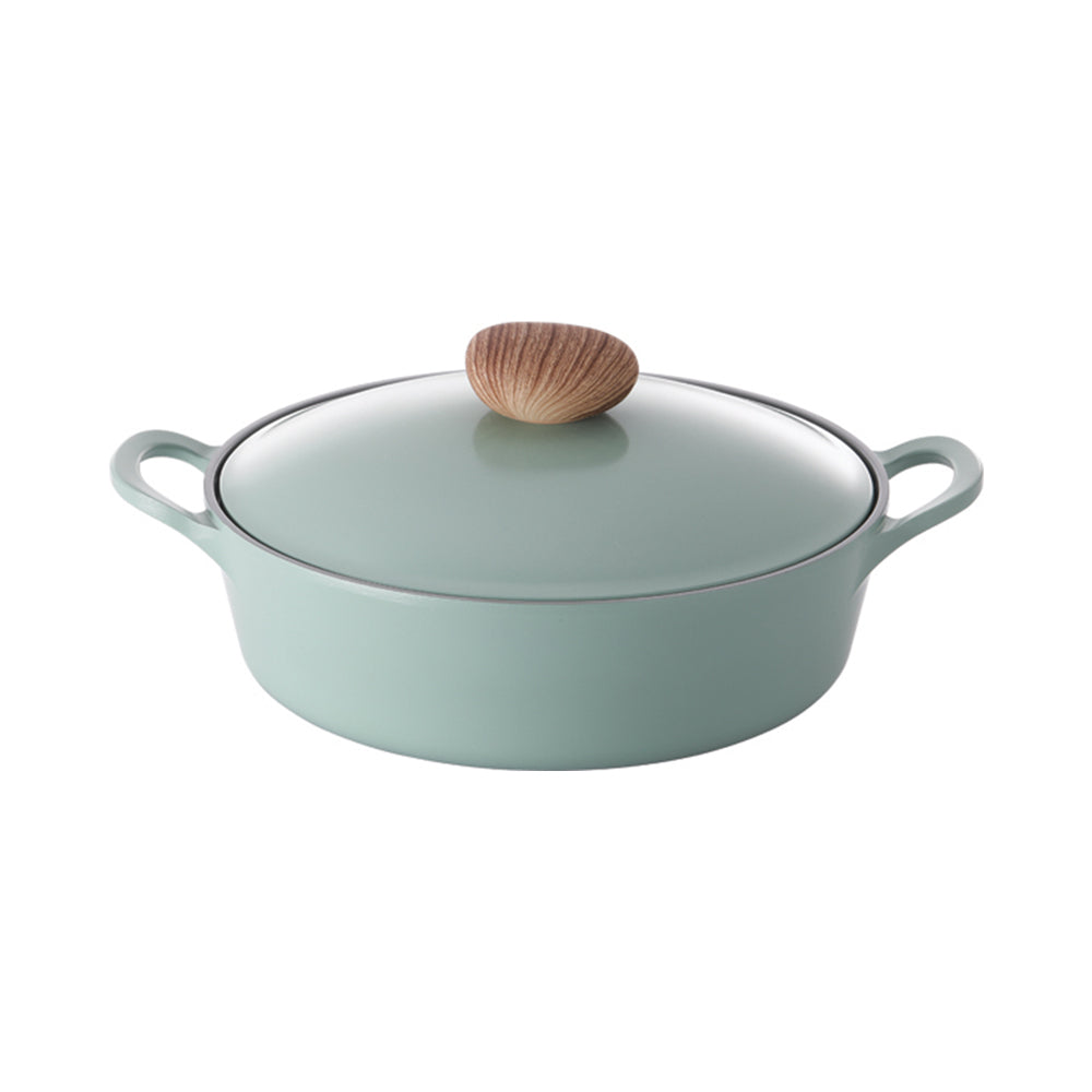 Neoflam Retro 22cm Low Stockpot Induction with Die-Cast Lid Green