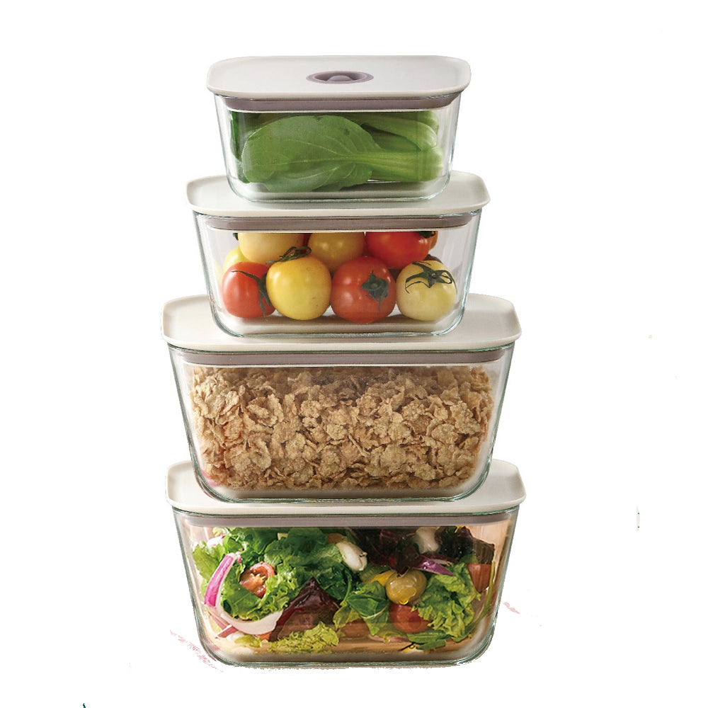 Neoflam Clik Glass Food Storage Set - Rec. Small/Medium - Set of Four