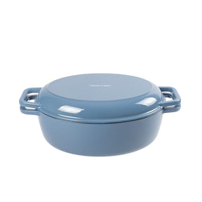 Neoflam Cast Iron Oval with Roaster lid 2pcs set 6.2L Blue