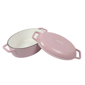 Neoflam Cast Iron Oval with Roaster lid 2pcs set 6.2L Pink